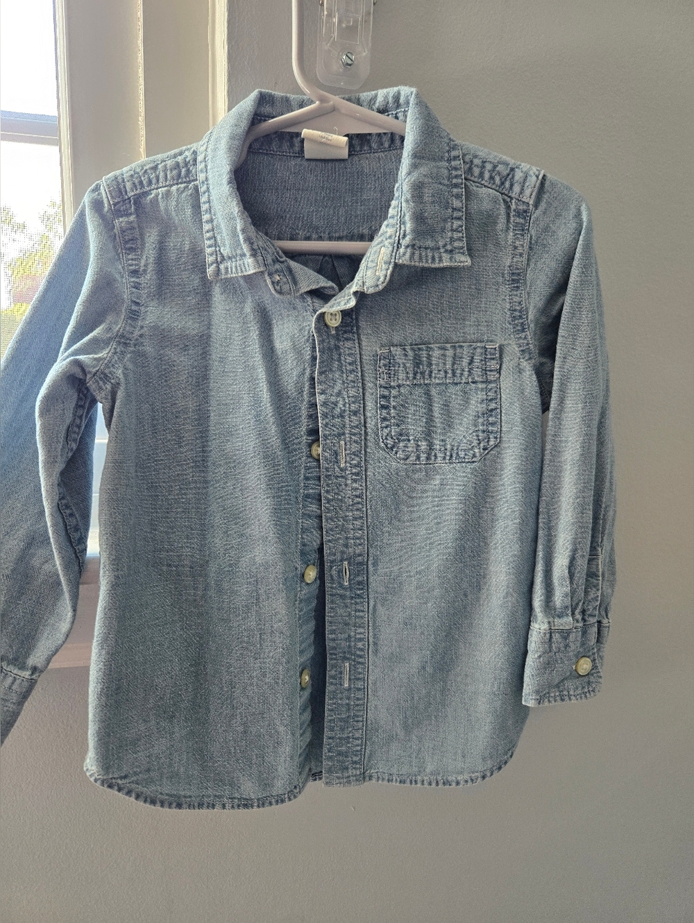 GAP Baby Light Denim Button-Up Shirt Blue 3T Cottton